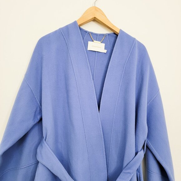 Zimmermann Fringe Wool Wrap Coat Periwinkle 1 Small - Picture 3 of 11